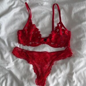 Victoria’s Secret Red Lace Bra Set